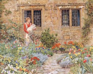 Matka a dítě v květinové zahradě od Eleanor Fortescue Brickdale
