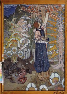 Un conte de fairy (La belle et la bete) - Pohádka (Dívka a zvíře) - Obraz Eleny Dmitryevny Polenové (1850-1898), olej na plátně od Elena Polenova
