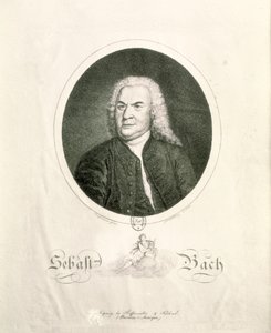 Portrét Johanna Sebastiana Bacha (1685-1750) vyrytý Friedrichem Wilhelmem Nettlingem (rytina) (černobílá fotografie)