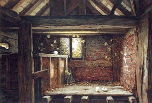 Mezi raftaři, Speke Hall, Liverpool (akvarel na papíře na palubě) od Elias Mollineaux Bancroft