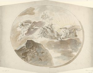 Návrh stropní malby s Aurorou pronásledující noc od Elias van Nijmegen (possibly)