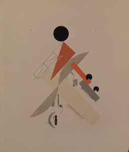 Světoběžník. Figurka k opeře Vítězství nad sluncem od A. Kruchenycha, 1920-1921 od Eliezer Markowich Lissitzky