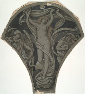 Karikatura pro Lunu, z šedesáti studií pro strop Huntington (1926,80) od Elihu Vedder