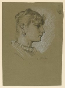 Kresba, Hlava ženy, profil: Rosina, asi 1885 od Elihu Vedder