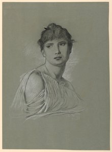 Kresba, Portrétní skica mladé ženy, asi 1885 od Elihu Vedder
