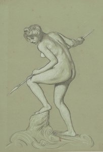 Dívka Spearing Dolphin, c. 1900. od Elihu Vedder
