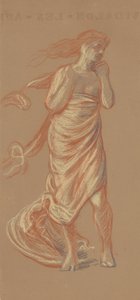 Stojící zahalená ženská postava, cca 1872-77 (pastel na tkaném papíře) od Elihu Vedder