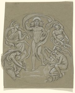 Studie pro Center Circle of Huntington Ceiling: Apollo and Attendants od Elihu Vedder