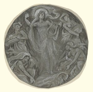 Studie pro Center Circle of Huntington Ceiling: Apollo and Attendants od Elihu Vedder