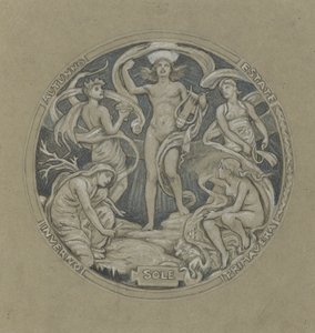 Studie pro Center Circle of Huntington Ceiling: Apollo and Attendants od Elihu Vedder