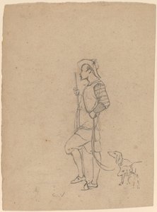 Studie lovce se psy, c. 1858. od Elihu Vedder