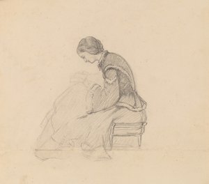 Studie dívčího čtení, c. 1858. od Elihu Vedder