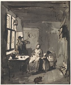 Interiér s rodinnou scénou od Elisabeth Alida Haanen