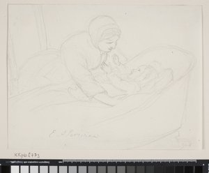 Matka zvedá dítě z kolébky od Elisabeth Jerichau-Baumann
