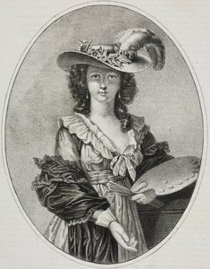 Autoportrét s paletou, francouzská malířka Elisabeth Vigee Le Brun, litografie Giovanni Mariani z Poliorama Pittoresco, č. 42, 28. května