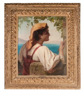 Italská panna opravující sítě v Neapolském zálivu, 1872