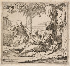Odpočinek při útěku do Egypta od Elisabetta Sirani