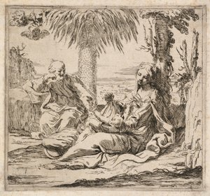 Odpočinek na útěku do Egypta. od Elisabetta Sirani