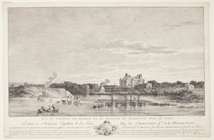 Pohled na Château de Madrid a Pavillon de Bagatelle (Vue du Chateau de Madrid et du Pavillon de Bagatelle pres de Paris) od Elise Saugrain