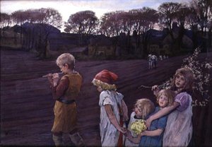 Krysař, alegorie jara (olej na plátně) od Elizabeth Adela Stanhope Forbes