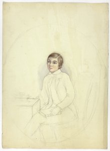 Studie pro portrét chlapce s knihou od Elizabeth Murray