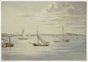 Podívejte se na ostrovy Inchkeith a Firth of Forth z Grantonu od Elizabeth Murray