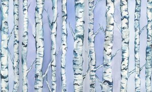 Silverbirch Forest, 2018 (akvarel a akryl) od Elizabeth Rider