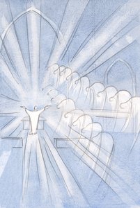 Andělé a svatí se hluboce klaní, klaněli se Kristově oběti: „Skrze něho, s ním, v něm?“, 2001 (bez papíru) od Elizabeth Wang