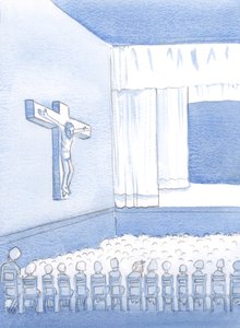 Jako nekatolické dítě v katolické škole jsem se díval na postavu na kříži a přemýšlel, kdo to je a proč tam byl, 2000 (bez papíru) od Elizabeth Wang