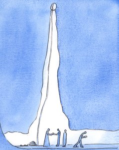 Při své inkarnaci je to, jako by Kristus sestoupil k lidem uvězněným a ztraceným v hluboké šachtě, 2003 (bez papíru) od Elizabeth Wang