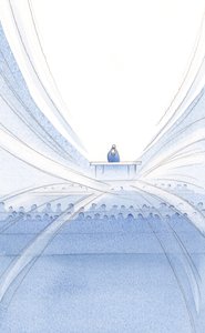 Při mši obětuje Kristus, ve světle a nádheře, uprostřed Jeho tiché a neviditelné společnosti., 2001 (bez papíru) od Elizabeth Wang