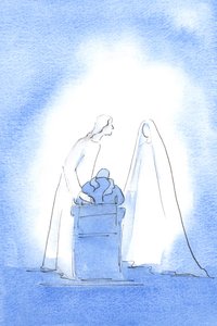 Na velikonoční mši jsem řekl, že bych si přál, abych ji lépe poznal. Pak byla naše Paní vedle mě, zdravila mě a radovala se z mé radosti, 2003 (bez papíru) od Elizabeth Wang