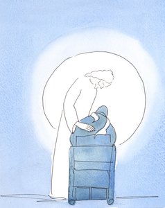 Při velikonoční vigilii se Kristus naklonil nad mou židli a ukázal, jak potěšen, 2003 (bez papíru) od Elizabeth Wang