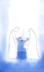 Kristus a Panna Maria jsou vždy dychtiví nám pomoci. Jejich pomoc je něžná, osobní a neustálá, až do nebe, 2002 (bez papíru) od Elizabeth Wang