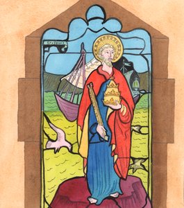 Kristus mi připomněl obraz svatého Petra v mém místním kostele, který říká, 2005 (akvarel na papíře). od Elizabeth Wang