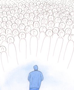 Kristus mě potěšil tím, že pozvedl mou duši k nebi a ukázal mi společnost svatých, 2005 (akvarel na papíře) od Elizabeth Wang