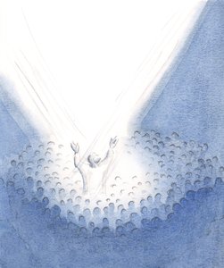 Kristus je zde s námi přítomen na mši, skutečně lidský, z našeho středu nabízí svou vznešenou oběť jménem svých bratří a sester., 2001 (bez papíru) od Elizabeth Wang