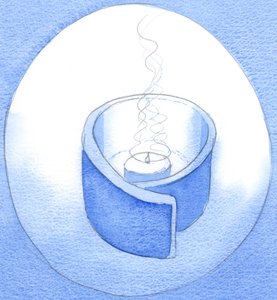 Krista uctíváme ne dary, ale tím, že souhlasíme s tím, že se vyprázdníme a očistíme – jako lampu, ve které září Kristus, 2002 (bez papíru) od Elizabeth Wang