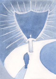 Kristus je náš průvodce, který nás zároveň chrání před nebeským oslnivým světlem, připravuje nás na slávu, 2000 (bez papíru) od Elizabeth Wang