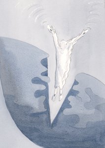 Kristus láskyplně skáče do děsivých temných hlubin našich srdcí., 2001 (bez papíru) od Elizabeth Wang