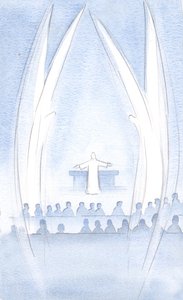 Kristus, náš vzkříšený Pán, byl přítomen jsme my, v Jeho slávě a moci, střeženi Jeho svatými anděly, 2000 (bez papíru) od Elizabeth Wang