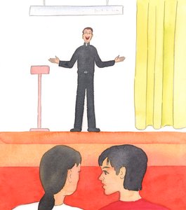 Kristus chce, abychom si vážili kněží, kteří jsou mezi námi "jinými Kristy", 2005 (akvarel na papíře) od Elizabeth Wang