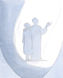 Kristus mě vedl, abych stál bok po boku s Ním a žádal našeho Nebeského Otce o milosti pro ostatní., 2000 (bez papíru) od Elizabeth Wang