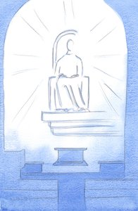 Kristus seděl na nebeském trůnu v naší svatyni. Kristus, náš Bůh, je hoden utrpení, které neseme z lásky k Němu, 2002 (bez papíru) od Elizabeth Wang