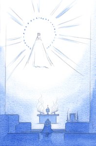 Kristova Svatá Matka nyní žije „životem vzkříšení“, z něhož doufáme, že se budeme těšit; a je velmi blízko Kristu a nám, 2002 (bez papíru) od Elizabeth Wang