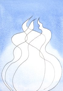 Každá Božská Osoba, každý plamen má stejnou Božskou Přirozenost. Společně jsou jeden Bůh, jeden oheň, 2002 (bez papíru) od Elizabeth Wang