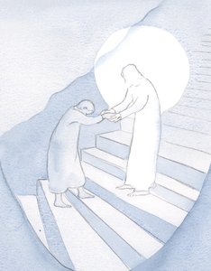 Každá sebevědomá modlitba umožňuje Kristu, aby nás vedl dále na Svatou Horu. Ale nekreslí nás bez našeho souhlasu., 2001 (bez papíru) od Elizabeth Wang