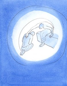 Bůh Otec, vědom si strašlivých nákladů na vtělení, oslovuje prostřednictvím svého svatého Ducha svého milovaného Syna, který ochotně souhlasí s tím, že přijde na zem pro naši spásu, 2003 (bez papíru) od Elizabeth Wang