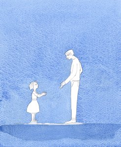 Bůh Otec má radost, když se k němu obracíme a prosíme ve jménu jeho Syna o dobré věci, které potřebujeme nebo po kterých toužíme, 2004 (akvarel na papíře) od Elizabeth Wang
