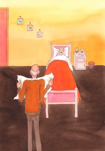 Dobré úmysly nestačí. Zabíjení je špatné, včetně zabíjení nemocných a starých lidí, i když máme dobrý úmysl., 2004 (akvarel na papíře) od Elizabeth Wang